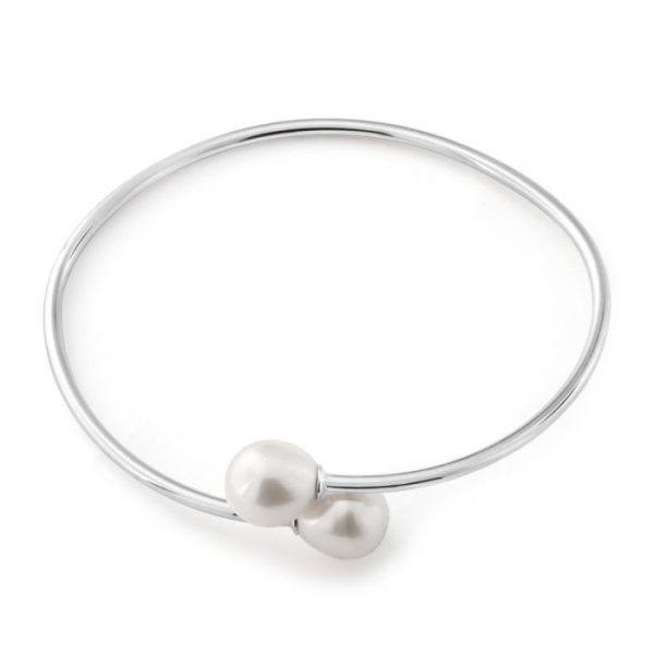 Sterling Silver 8-10mm Freshwater Pearl Bangle Online Hot Sale