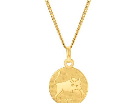 9ct Yellow Gold Zodiac Taurus Pendant For Cheap