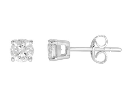 9ct White Gold 3 4 Carat Diamond Stud Earring Fashion