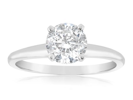 14ct White Gold 1 Carat Brilliant Cut Diamond Solitaire Ring in Knife Edge Setting Online