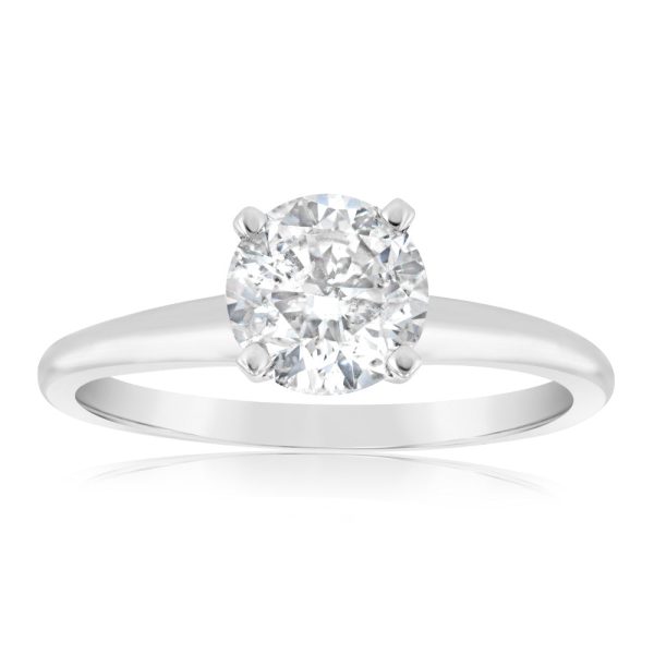 14ct White Gold 1 Carat Brilliant Cut Diamond Solitaire Ring in Knife Edge Setting Online