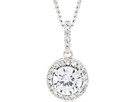 Sterling Silver Rhodium Plated Cubic Zirconia Round Pendant Online