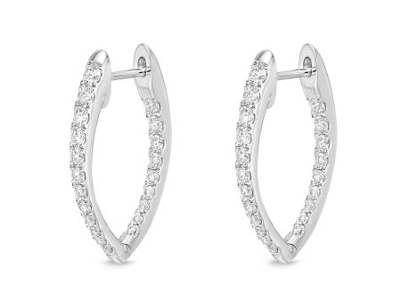 Memoire 18ct White Gold 3 4 Carat Diamond Imperial Hoop Earrings 22X14mm Online now