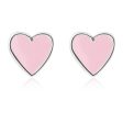 Sterling Silver Pink Enamel Heart Studs Sale