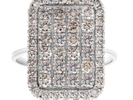 18ct White Gold 2 Carat Diamond Rectangle Shape Cluster Ring For Discount