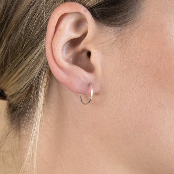 Sterling Silver Plain 16mm Sleeper Earrings For Cheap