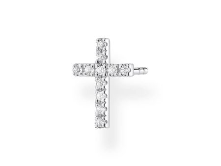 Sterling Silver Thomas Sabo Charm CLub Single Zirconia Cross Stud * 1 Earring Only* Online Hot Sale