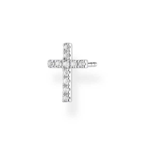 Sterling Silver Thomas Sabo Charm CLub Single Zirconia Cross Stud * 1 Earring Only* Online Hot Sale