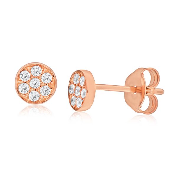 9ct Rose Gold Silver Filled Cubic Zirconia Round 5.5mm Stud Earrings Cheap