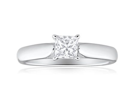 18ct White Gold Solitaire Ring With 0.5 Carat 4 Claw Set Diamond For Discount