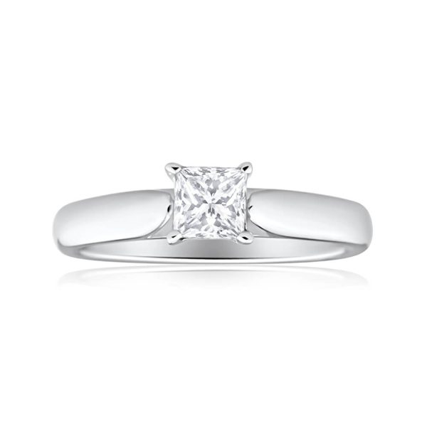 18ct White Gold Solitaire Ring With 0.5 Carat 4 Claw Set Diamond For Discount