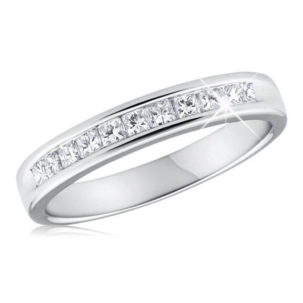 9ct White Gold 1 2 Carat Diamond Ring With 11 Princess Cut Diamonds Hot on Sale