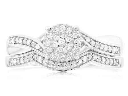 1 5 Carat Diamond  2-Ring Bridal Set in Sterling Silver Cheap