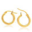 9ct Yellow Gold 10mm Plain Hoop Earrings Italian Made Online