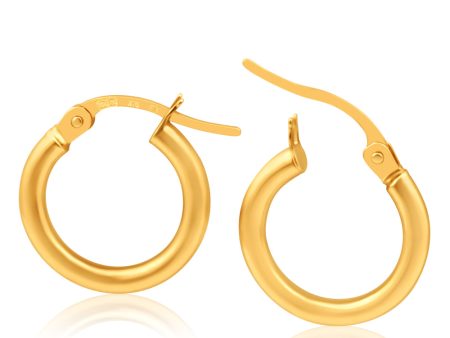 9ct Yellow Gold 10mm Plain Hoop Earrings Italian Made Online