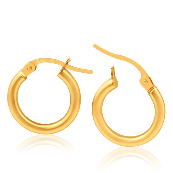 9ct Yellow Gold 10mm Plain Hoop Earrings Italian Made Online