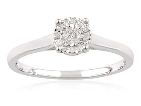 1 Carat Look  Diamond Ring 0.10 Carat with 19 Brilliant Cut Diamonds in Sterling Silver For Cheap