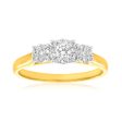 18ct Yellow Gold 0.25 Carat Diamond Trilogy Ring with 28 Diamonds For Sale