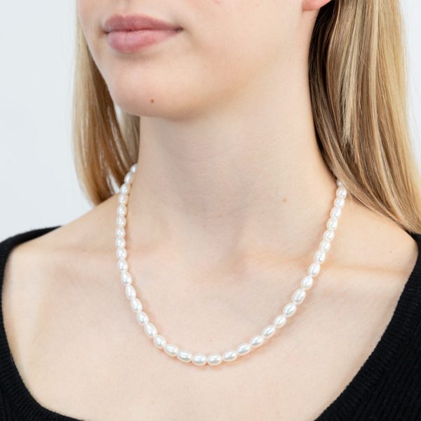 White 6-7mm Freshwater Pearl 45cm Necklace with Sterling Silver Clasp Online