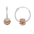 Sterling Silver Peach Crystal Slider on Hoops Fashion