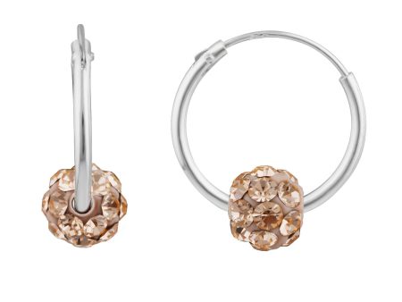 Sterling Silver Peach Crystal Slider on Hoops Fashion