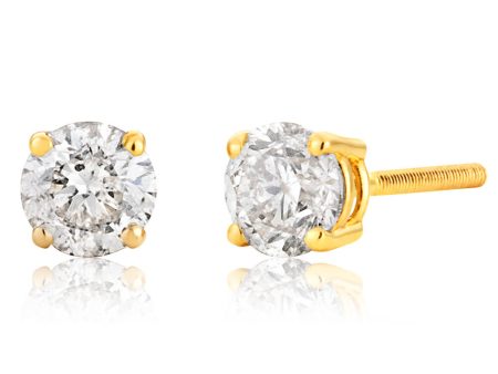 14ct Yellow Gold Diamond Stud Earrings with Approximately 0.50 Carat of Diamonds Cheap