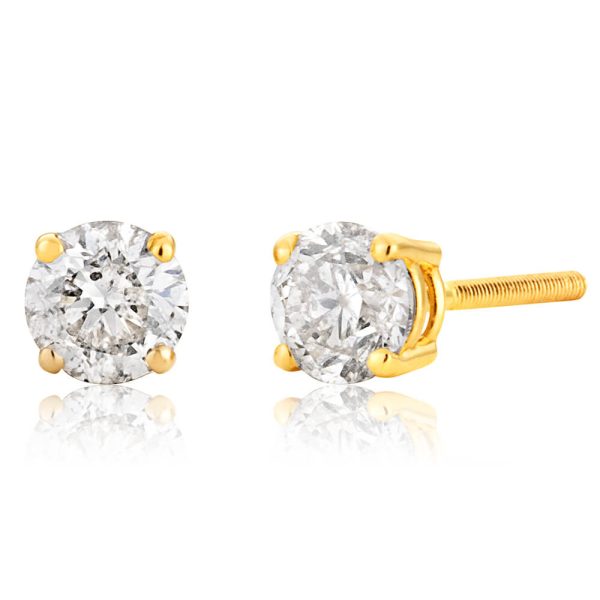 14ct Yellow Gold Diamond Stud Earrings with Approximately 0.50 Carat of Diamonds Cheap