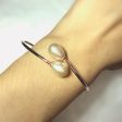 Sterling Silver Rose Gold Plated 8-10mm Freshwater Pearl Bangle Online Sale