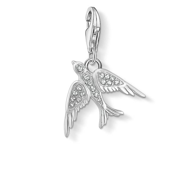 Sterling Silver Thomas Sabo Charm Club Zirconia Swallow Charm Fashion