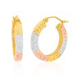 9ct Mutlitone Gold Silver Filled Square Hoops Earrings Hot on Sale