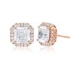 Sterling Silver Rose Gold Plated Cubic Zirconia Stud Earrings Hot on Sale