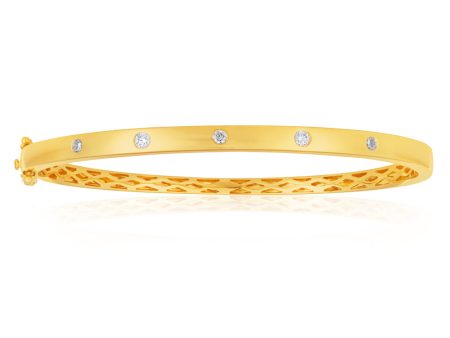 Flawless 9ct Yellow gold 60mm Oval Diamond Bangle (TW=1 4 carat) For Discount