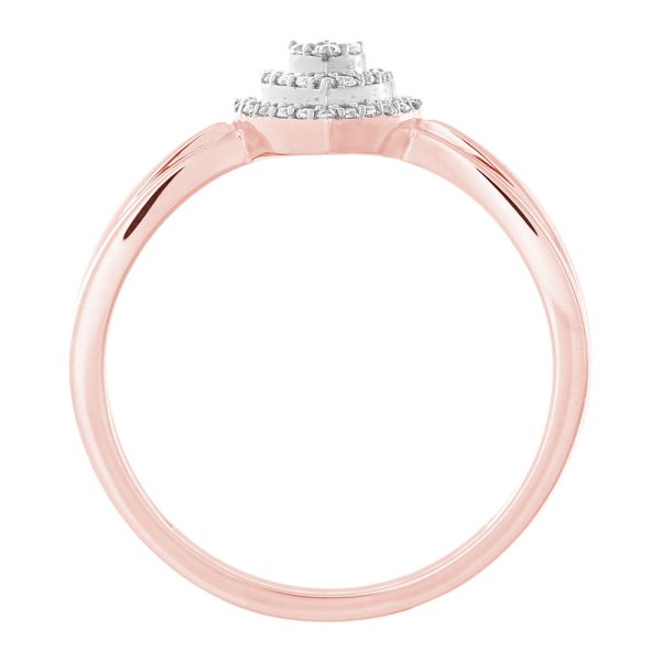 9ct Rose Gold 0.10 Carat Heart Shape Diamond Ring with 39 Brilliant Cut Diamonds Online now