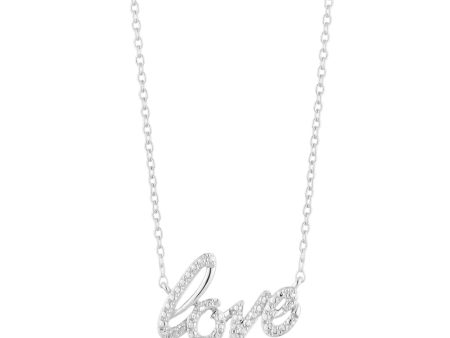 Sterling Silver Love Diamond Pendant with 1 Brilliant Cut Diamond on 45cm Chain Discount