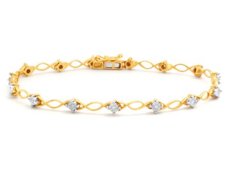 9ct Superb Yellow Gold Diamond 17.5cm Bracelet with 15 Brilliant Diamonds Sale