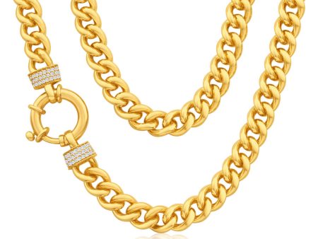 9ct Yellow Gold Zirconia Curb 45cm Chain Fashion