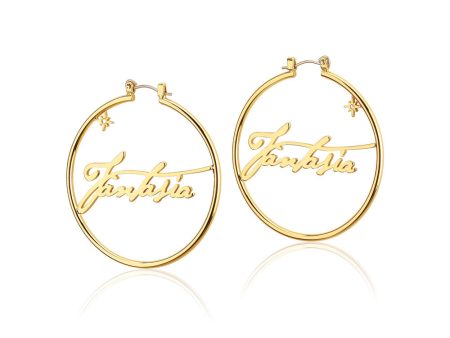 Disney Fantasia Gold Plated 50mm Hoop Earrings Cheap