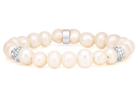 White 8-8.5mm Freshwater Pearl, Crystal and Charm Bracelet Supply