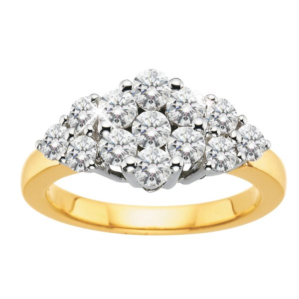 18ct Yellow Gold Cluster Ring with 1.00 Carat of Diamonds Hot on Sale