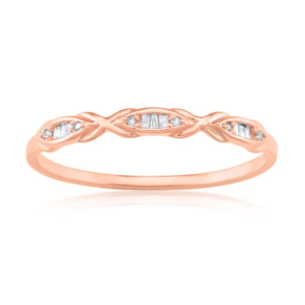 9ct Rose Gold Eternity Ring with 15 Diamonds For Discount