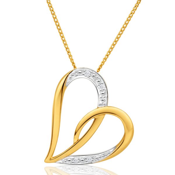 9ct Radiant Yellow Gold Diamond Pendant With Chain Sale