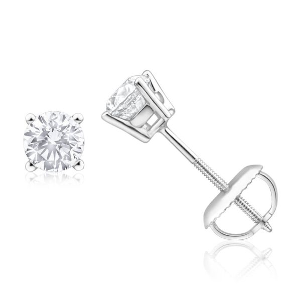 18ct White Gold Stud Earrings With 0.75 Carats Of Diamonds Hot on Sale