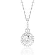 Sterling Silver Rhodium Plated White Cubic Zirconia Halo Pendant on Sale