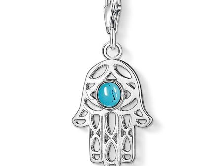 Sterling Silver Thomas Sabo Charm Club Hand of Fatima Turquoise Cheap