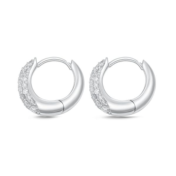 Memoire 18ct White Gold 1 2 Carat Diamond Pave Hoop Earrings Supply