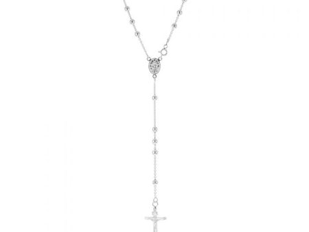 Sterling Silver Rosary Bead 63cm Chain With Cross For Cheap