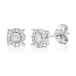 9ct White Gold 1 2 Carat Diamond Cluster Stud Earrings Discount