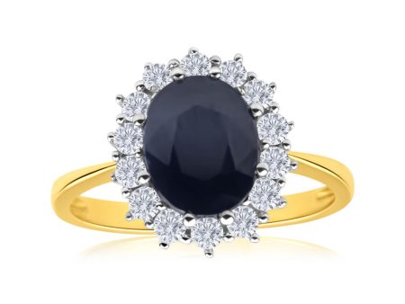 9ct Yellow Gold 2.5 Carat Natural Sapphire + Zirconia Ring Supply