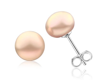 Sterling Silver Light Pink Freshwater Pearl Stud Earrings Supply