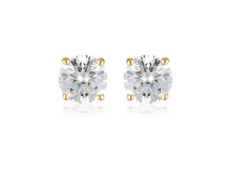 Georgini Gold Plated Sterling Silver 5mm Clear Round Stud Earrings Supply